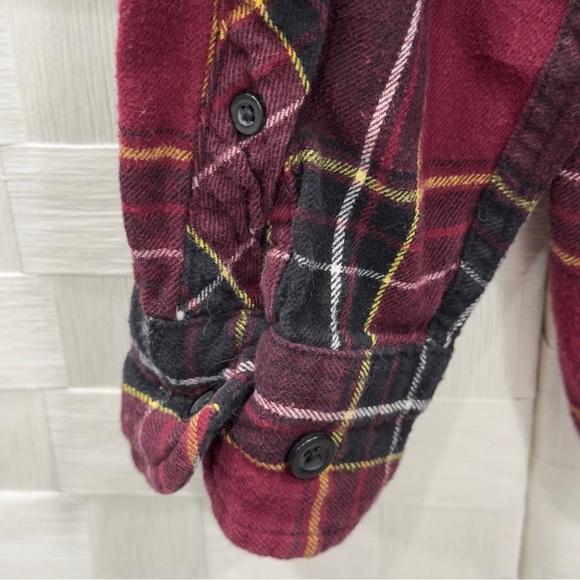 NO BOUNDARIES Plaid Hooded Flannel Shirt Men Size M Long Sleeve Hood Button Up - Picture 3 of 8